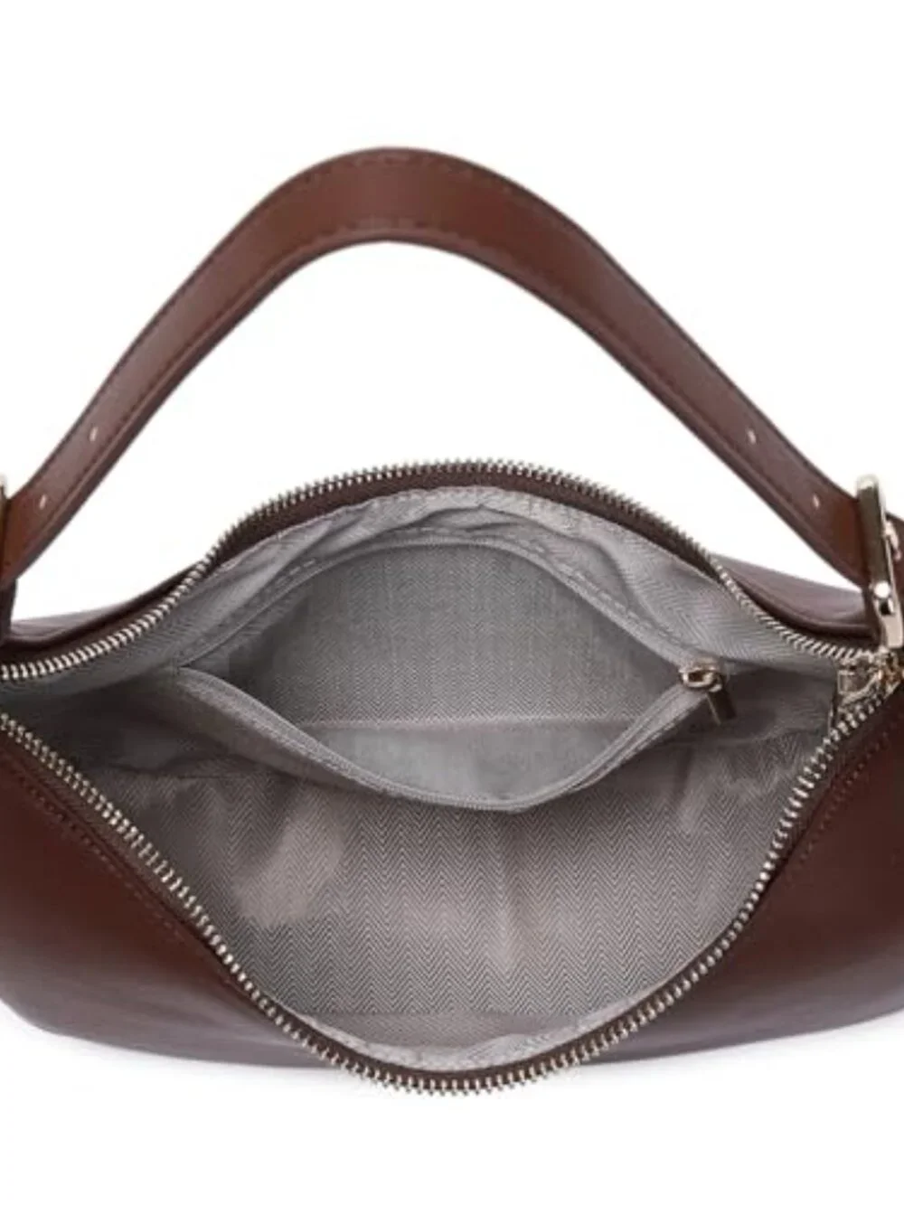 Faux Leather Hobo Crossbody Bag with Zipper Closure